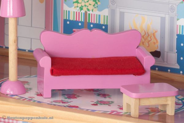 Roze woonkamer meubeltjes.