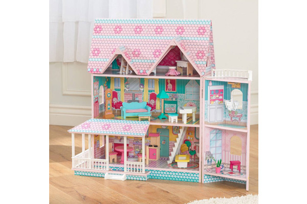 Prachtig poppenhuis met verschillende accessoires.