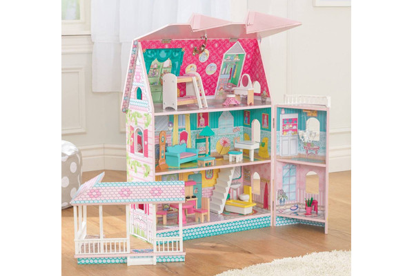 Het poppenhuis kan volledig geopend worden voor optimaal speelplezier.