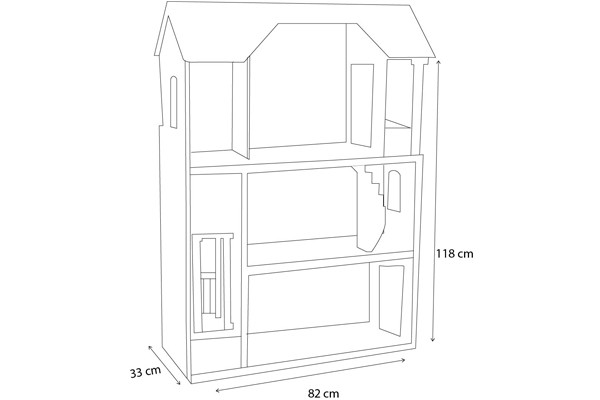 Afmetingen van het poppenhuis.