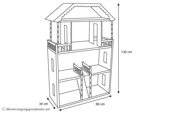 Afmetingen van poppenhuis Savannah.