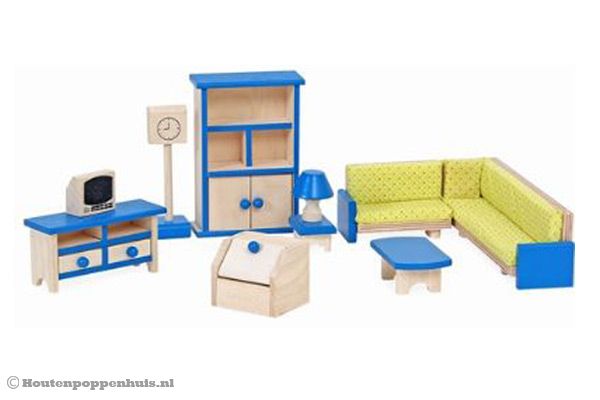 Maak jouw poppenhuis compleet met deze gave woonkamerset.