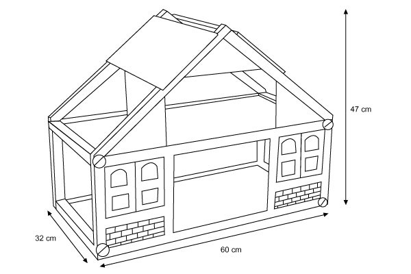 Afmeting van het poppenhuis.
